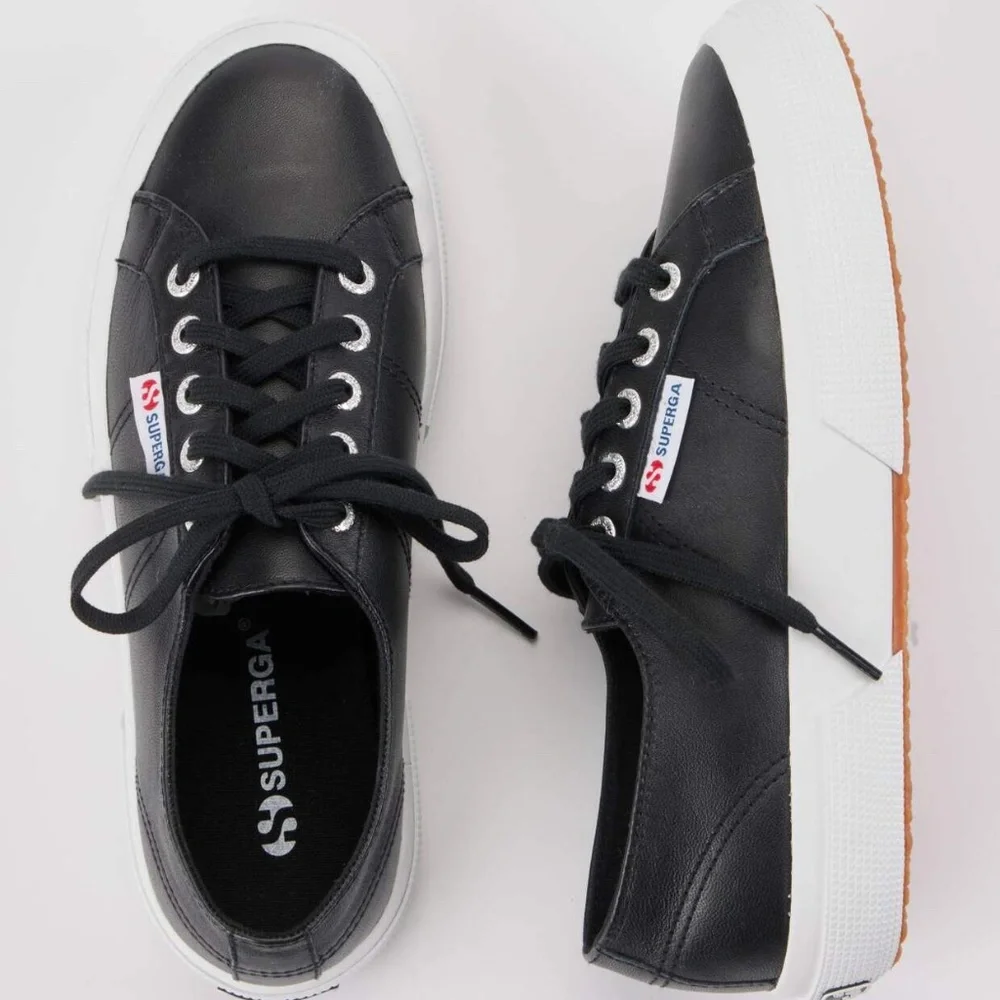 Superga 2750 COTU Classic Sneaker Black Leather Size 37/6.5